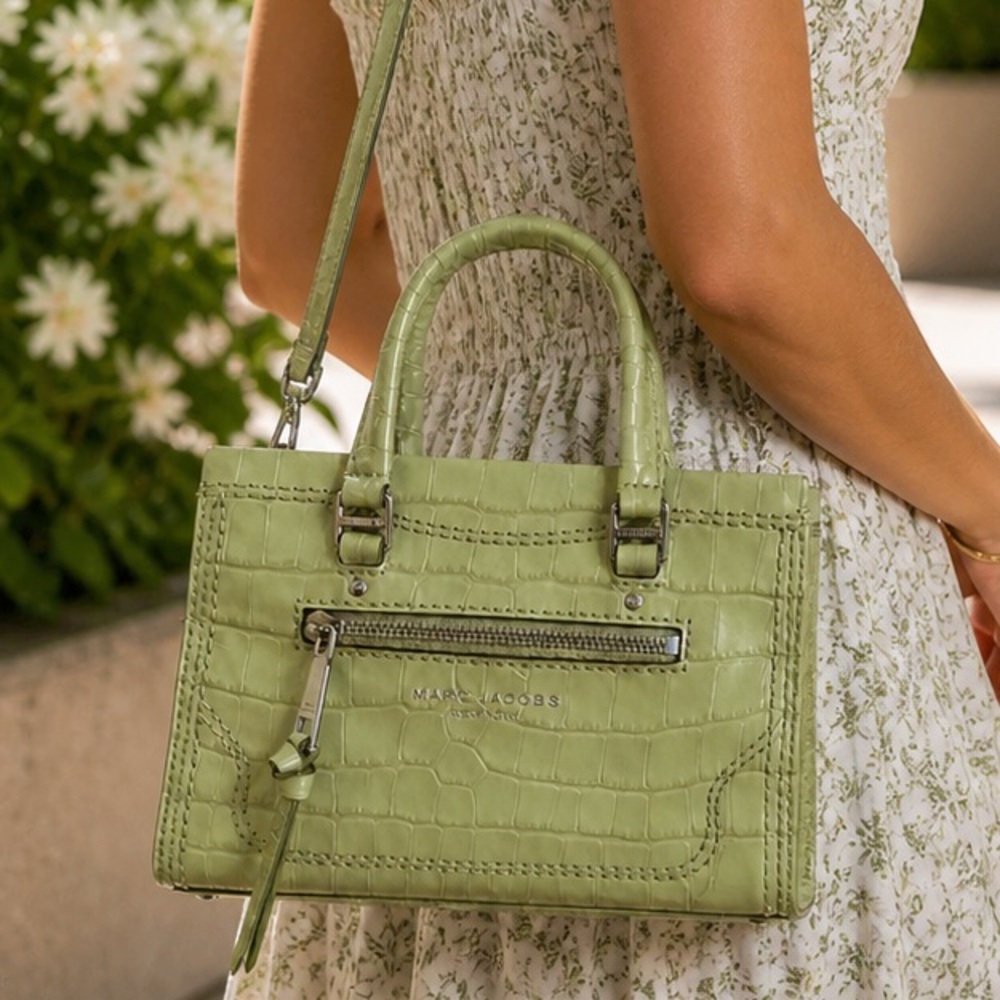 Marc Jacobs Mini Cruiser Leather Satchel - PEAR Color Croc Design NWT - Picture 14 of 17